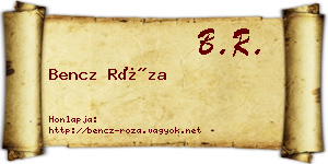 Bencz Róza névjegykártya
